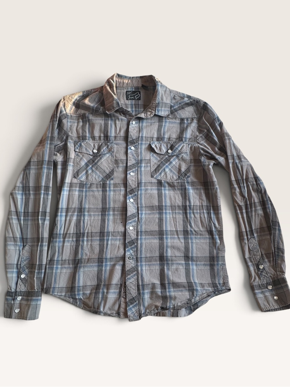 Fox Racing Y2K Plaid Pearl Snap Button-Up Shirt Men’s Large